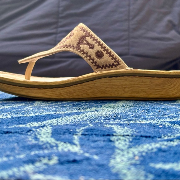 Alegria Cream and Brown Sandals with Ornamental Design - Picture 5 of 5